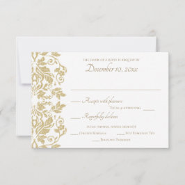 Gold Damask-respons RSVP Kaartje