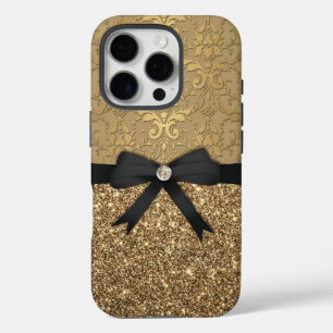 Gold Damask, Ribbon & Glitter iPhone 16 Pro Hoesje