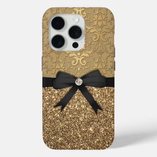Gold Damask, Ribbon & Glitter Case-Mate iPhone Case (Achterkant)