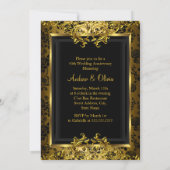 Gold Damask & Roos 50e Jubileum Invite Kaart (Achterkant)