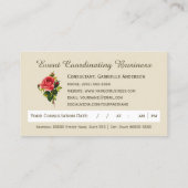  Gold Damask Roze Rose Event Planner Visitekaartje (Achterkant)