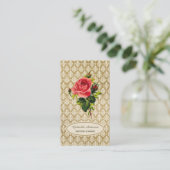  Gold Damask Roze Rose Event Planner Visitekaartje (Staand voorkant)