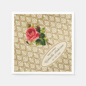  Gold Damask roze Rose Vrijgezellenfeest Servetten (Voorkant)