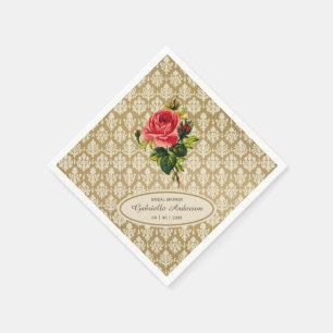  Gold Damask roze Rose Vrijgezellenfeest Servetten