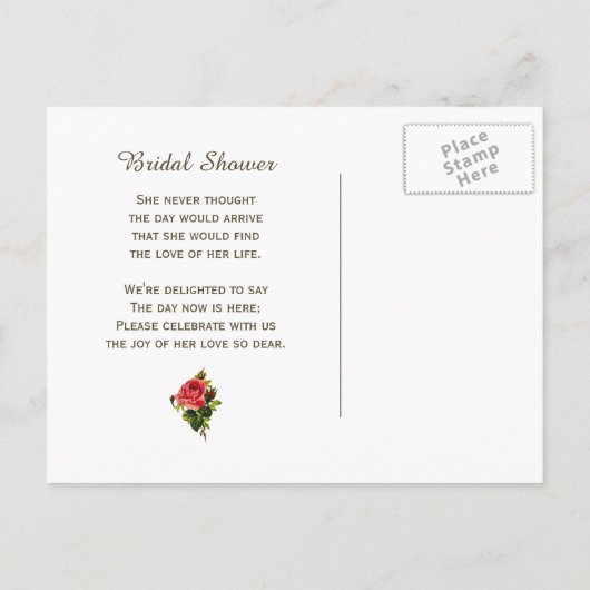 Gold Damask roze Rose Vrijgezellenfeest Uitnodiging Briefkaart (Achterkant)