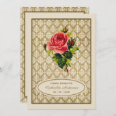  Gold Damask Roze Vrijgezellenfeest Kaart (Voorkant / Achterkant)