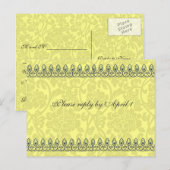 Gold Damask rsvp Uitnodiging Briefkaart (Voorkant / Achterkant)