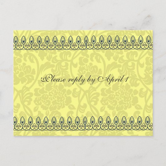 Gold Damask rsvp Uitnodiging Briefkaart (Voorkant)