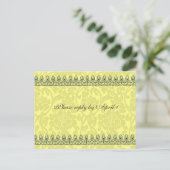 Gold Damask rsvp Uitnodiging Briefkaart (Staand voorkant)