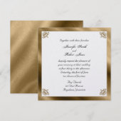 Gold Damask Silk Posh Wedding Invitation Kaart (Voorkant / Achterkant)