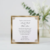 Gold Damask Silk Posh Wedding Invitation Kaart (Staand voorkant)