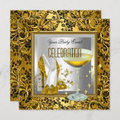 Gold Damask Silver High Hiel Shoes Champagne Kaart (Voorkant / Achterkant)