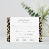 Gold Damask Simple Elegant Response Invitation Kaart (Staand voorkant)