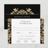 Gold Damask Simple Elegant Response Invitation Kaart (Voorkant / Achterkant)