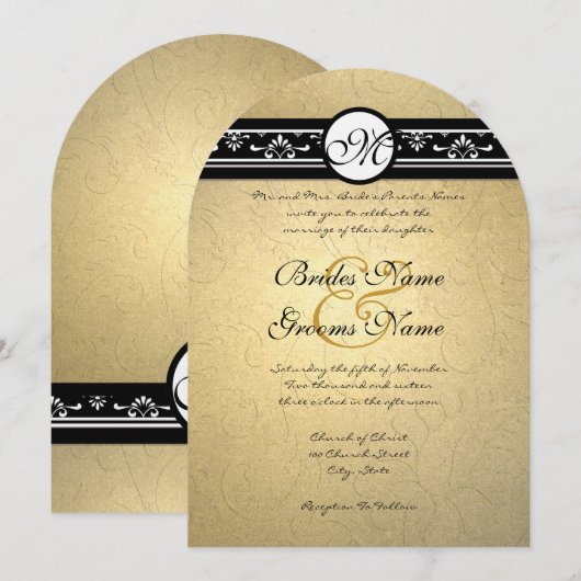 Gold Damask Swirls Weddenschap 5x7 Kaart (Voorkant / Achterkant)