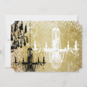 Gold Damask Vintage Chandelier Wedding Invitation Kaart (Voorkant)