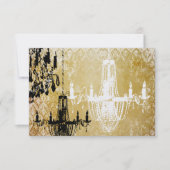 Gold Damask Vintage Chandelier Wedding Invitation Kaart (Voorkant)