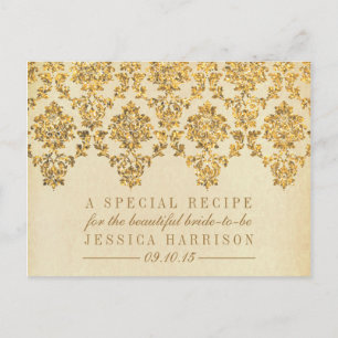  Gold Damask Vrijgezellenfeest Recipe Cards Uitnodiging Briefkaart