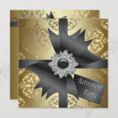 Gold Damask Vrouwen Pensioen Partij Kaart (Voorkant / Achterkant)
