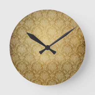 Gold Damask-wandklok Ronde Klok