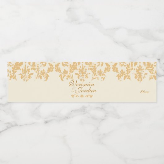  Gold Damask Waterfles Etiket (Enkel label)