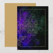 Gold  Damask Wedding Kaart (Voorkant / Achterkant)