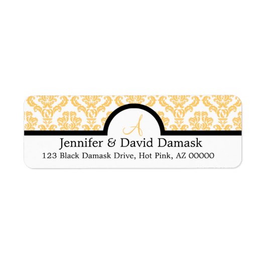 Gold Damask Wedding Monogram Labels {niet metaal} (Voorkant)