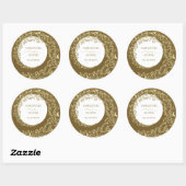 Gold Damask Wedding Ronde Sticker (Vel)