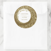 Gold Damask Wedding Ronde Sticker (Tas)