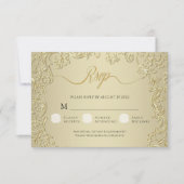 Gold Damask Wedding RSVP Response Kaart (Voorkant)