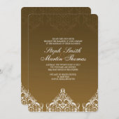 Gold Damask Wedding Uitnodiging (Voorkant / Achterkant)
