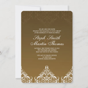 Gold Damask Wedding Uitnodiging
