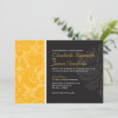 Gold Damask Wedding-uitnodigingen Kaart (Staand voorkant)