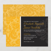 Gold Damask Wedding-uitnodigingen Kaart (Voorkant / Achterkant)