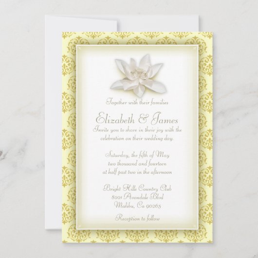 Gold Damask Wedding-uitnodigingen Kaart (Voorkant)