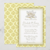 Gold Damask Wedding-uitnodigingen Kaart (Voorkant / Achterkant)