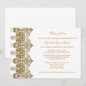 Gold Damask & White Afstuderen aangekondigd Kaart (Voorkant / Achterkant)