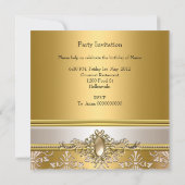 Gold Damask White Cream Birthday Party Pearl Kaart (Achterkant)