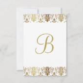 Gold Damask White Monogram Elegant Chic Bedankt (Voorkant)