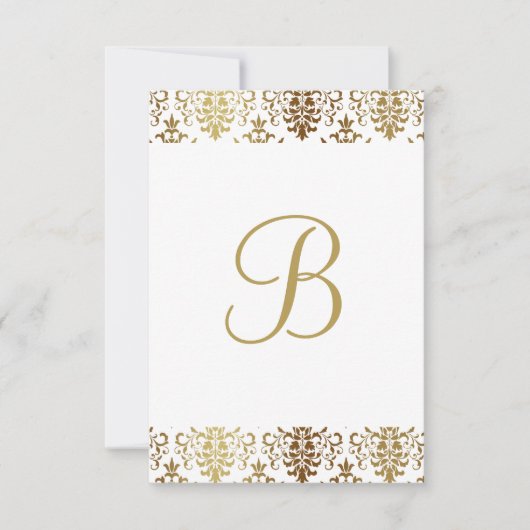 Gold Damask White Monogram Elegant Chic Bedankt (Voorkant)