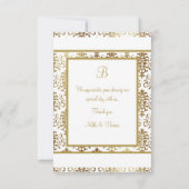 Gold Damask White Monogram Elegant Chic Bedankt (Achterkant)