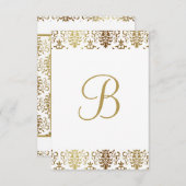 Gold Damask White Monogram Elegant Chic Bedankt (Voorkant / Achterkant)