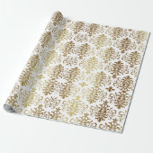 Gold Damask White Script Elegant Cadeaupapier (Uitgerold)