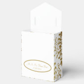 Gold Damask White Script Wedding Elegant Bedankdoosjes (Geopend)