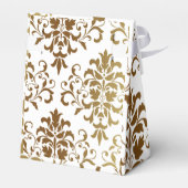 Gold Damask White Script Wedding Elegant Bedankdoosjes (Achterkant)