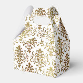 Gold Damask White Script Wedding Elegant Bedankdoosjes (Achterkant)