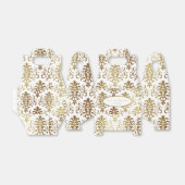 Gold Damask White Script Wedding Elegant Bedankdoosjes (Uitgevouwen)