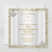 Gold Damask White Swan Elegant Birthday Party Kaart (Achterkant)