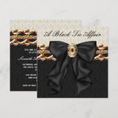 Gold Damask Zwart Stropdas Formele Bedrijfsfeest Kaart (Voorkant / Achterkant)