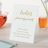 Gold Dames Bathroom Basket Elegant Wedding Reclamebord Met Voetstuk (Insitu)
